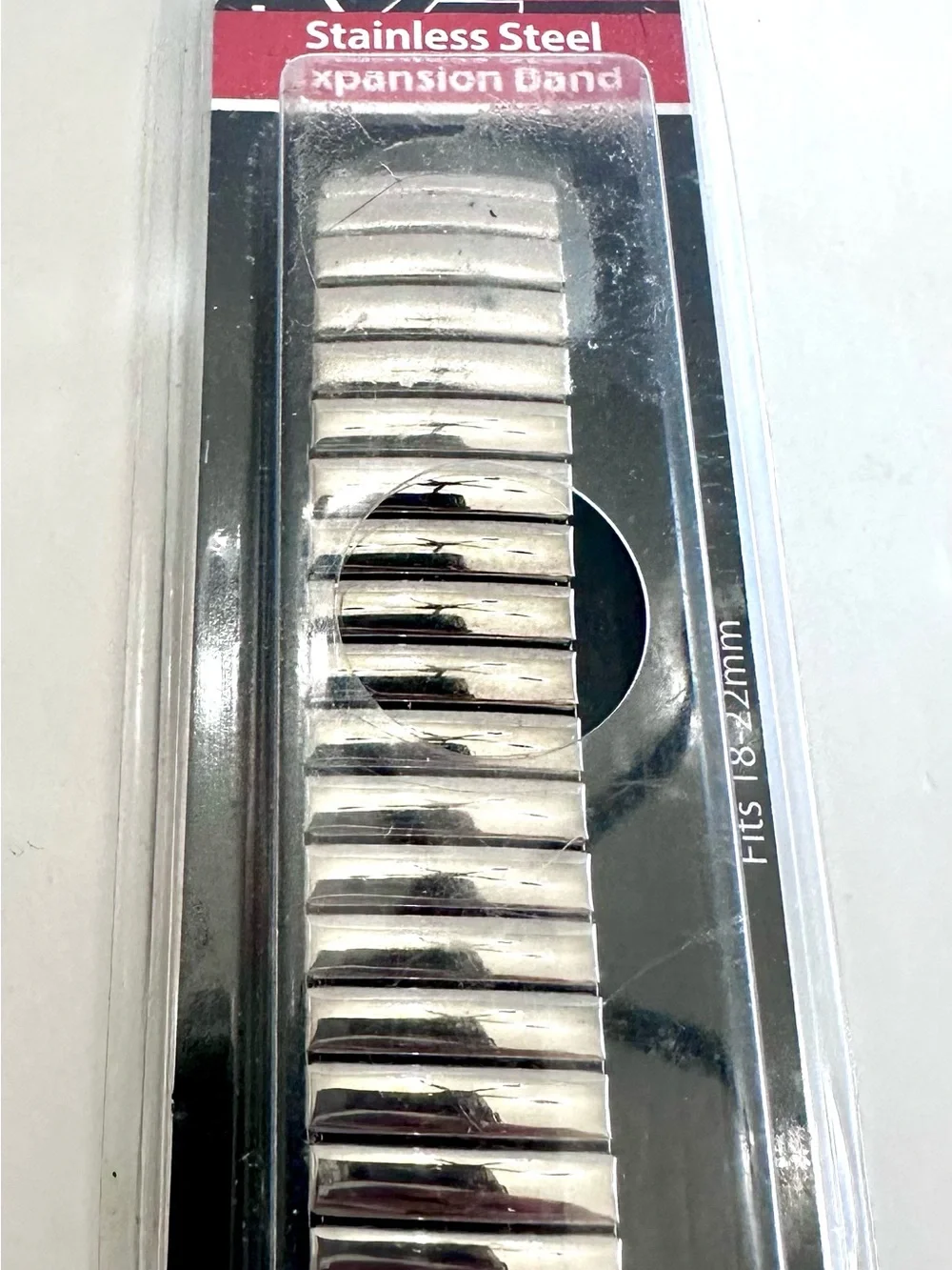 Stretch Link Watch Band - Polished Silver Tone